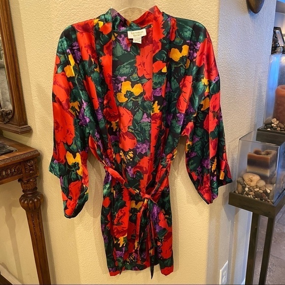 Vintage VICTORIA’S SECRET Gold Label Floral Print Robe Size Small - Picture 1 of 8